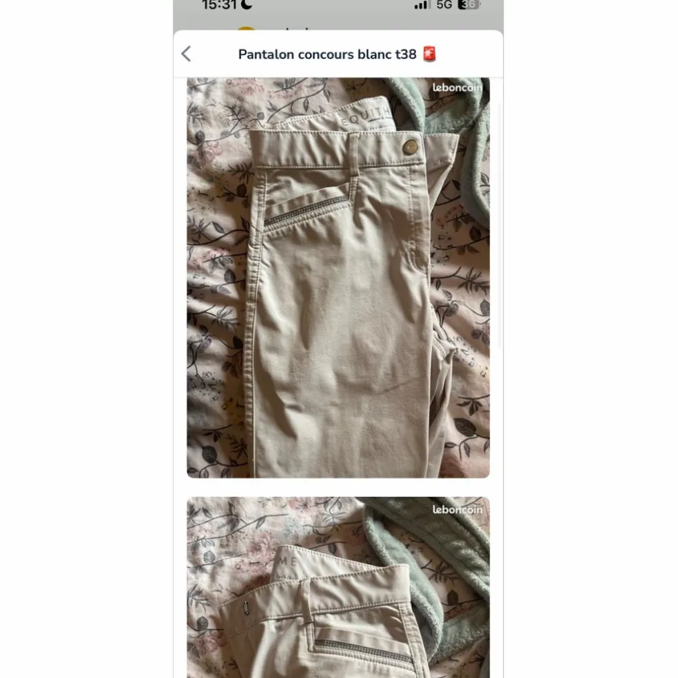 Pantalon de concours blanc equitheme taille 38 full gripp