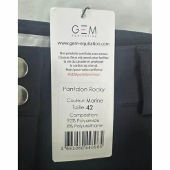 Pantalon GEM Rocky bleue Marine T42 neuf