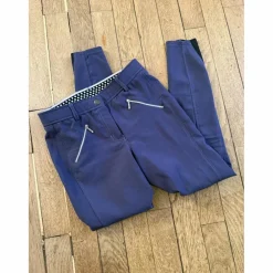 Pantalon équitation cheval poney Equithème Lotty 36/S grip antidérapant bleu marine violet