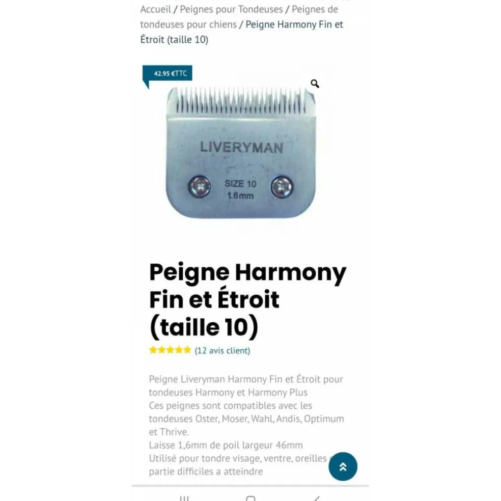Peigne tondeuse (style liveryman,oster etc)