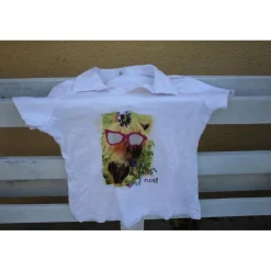 Polo blanc avec photo cheval drole