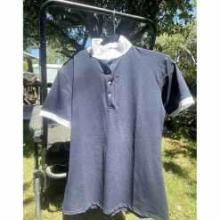 polo de concours bleu et blanc manches courtes