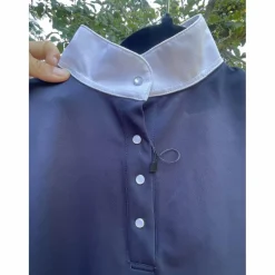 polo de concours bleu et blanc manches courtes