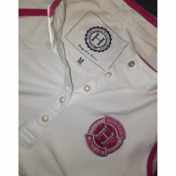 Polo HARCOUR concours blanc et rose