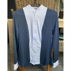 Polo manche longue bleu marine et blanc