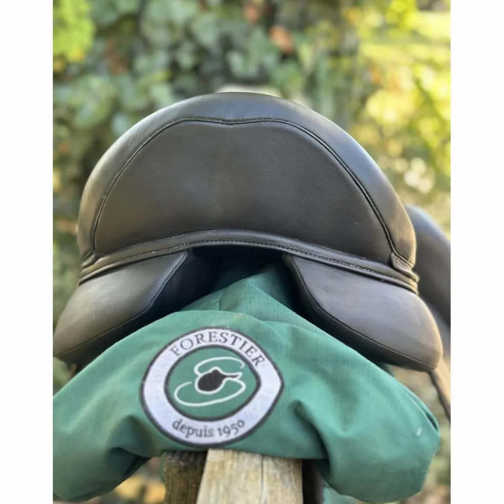 Selle Forestier Aachen 17” 2A – Noir toute veau (2022) + sangle + étrivières