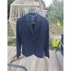Veste de concours équiline bleu marine strass et flowers