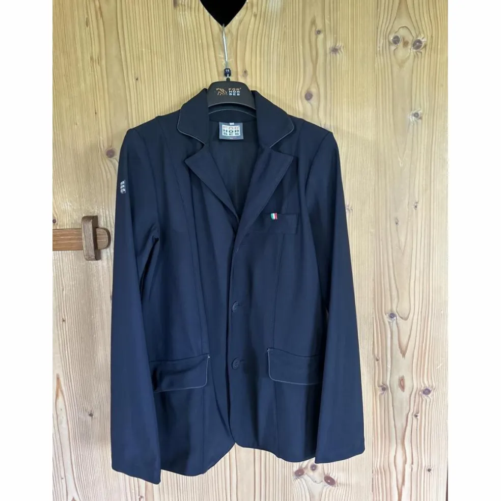 Veste italienne noire de concours équitation Christian ForHorses taille 14-15 ans