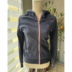 Veste sweat zippé Flags & Cup - Bleu marine & rose - Taille S