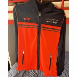 VESTE ZIP HV POLO ROUGE/MARINE MANCHE LONGUE AVEC ELEGANT LOGO EN STRASS * TAILLE M